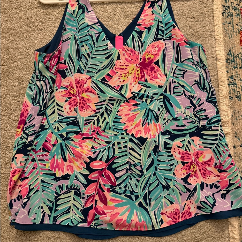 Lilly Pulitzer Tropical Print Top with Pink and Green